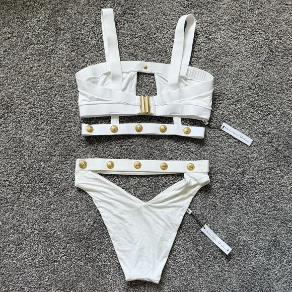 Monica Hansen Beachwear Rich and Fab Revolve cutout medallion bikini size large - Picture 5 of 8